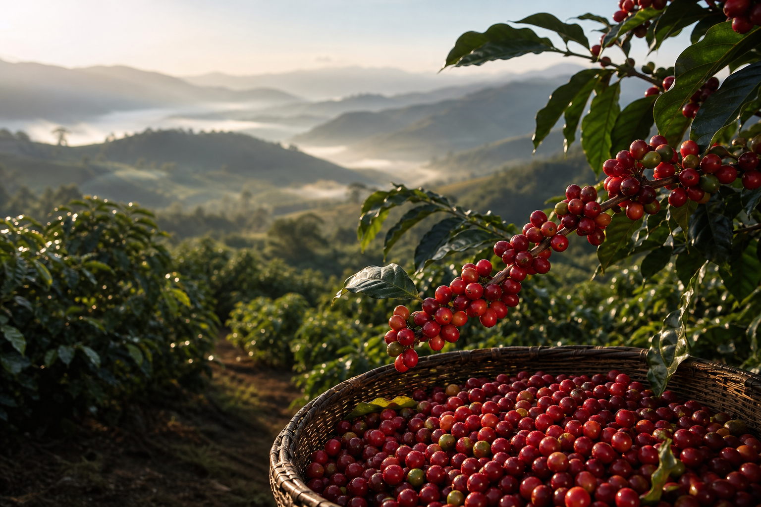 Cosecha de café en finca